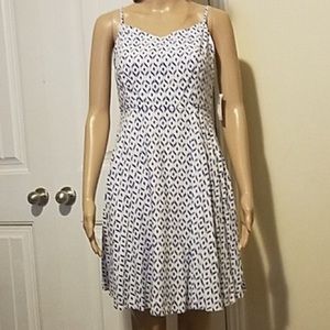 Old Navy White Summer Dress with Blue Diamonds